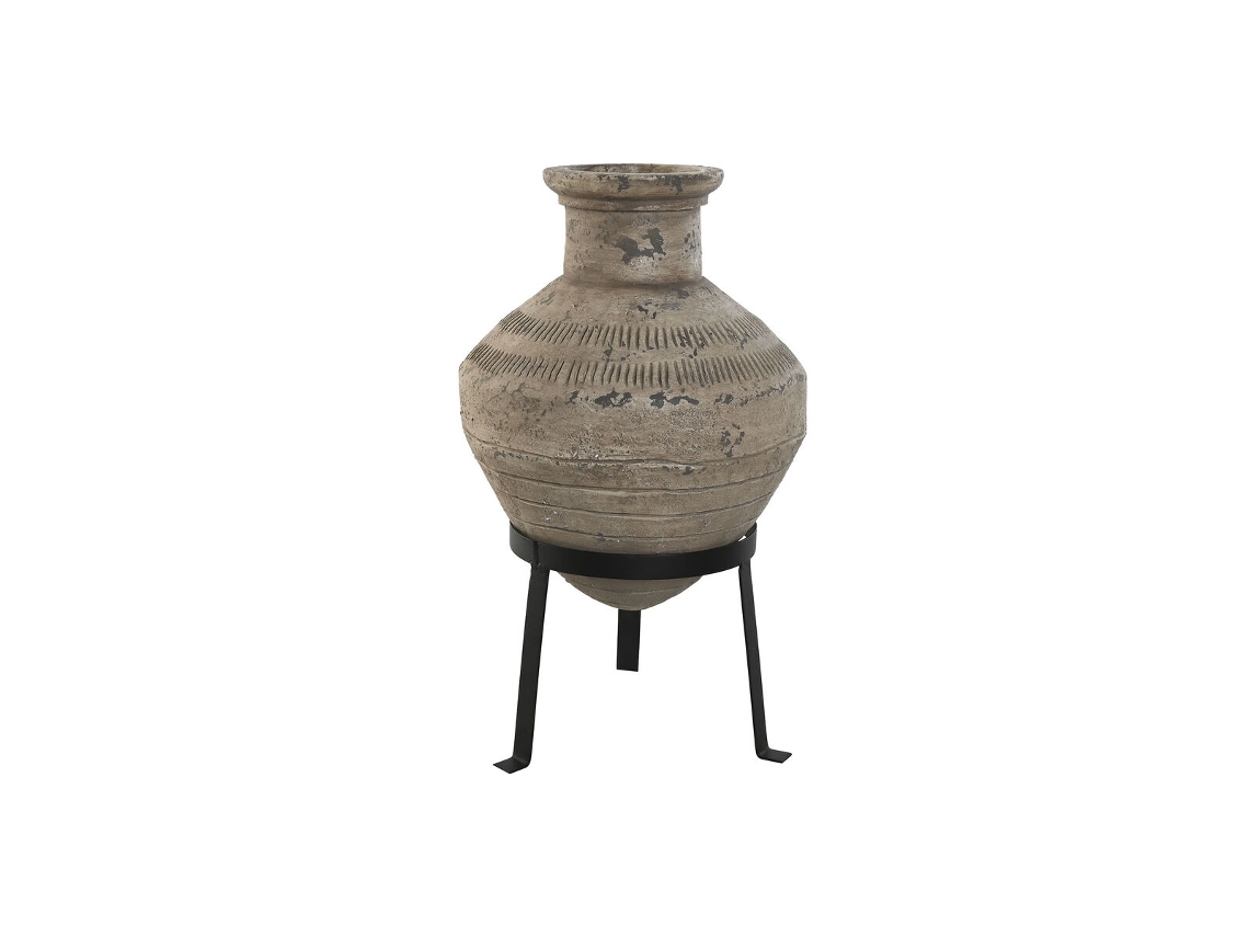 Vaso Home Esprit Preto Bege Metal Magnésio 28 X 28 X 47 Cm