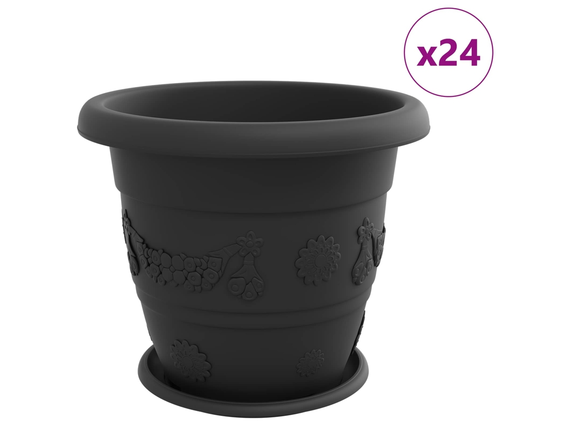 Conjunto 24 Plástico Vidaxl Preto Plástico (ø 39 X 32 Cm)