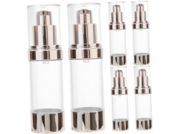 Conjunto De 6 Frascos Plásticos Com Dispensador Airless, Ideais Para Viagens E Para Loções, Com Bomba Dosadora.