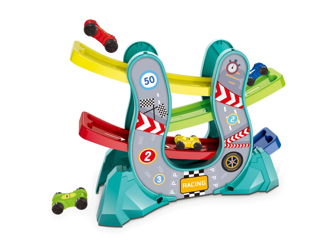 Trilho De Corrida De Carros Com 4 Carrinhos Brinquedo Educativo Interativo Para Crianças