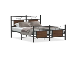 Bed Frame, Bed Frames Vidaxl Marrom Madeira Processada (140 X 200 Cm)