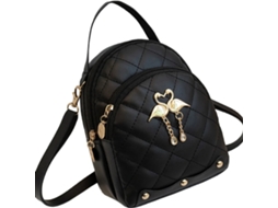 Mochila Pequena Feminina Mini Cute com Pingente Cisne Bordado para Viagem Mulheres Preto
