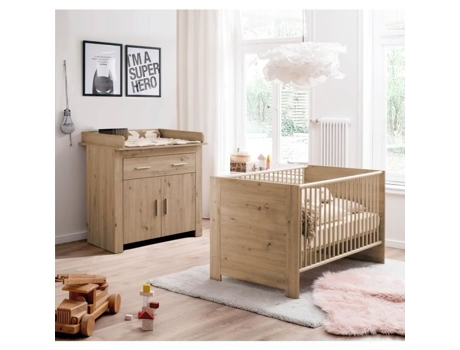 Quarto De Bebê Duo Cama 70 X 140 Cm Trocador Ahoi Carvalho Trend Team Trendteam