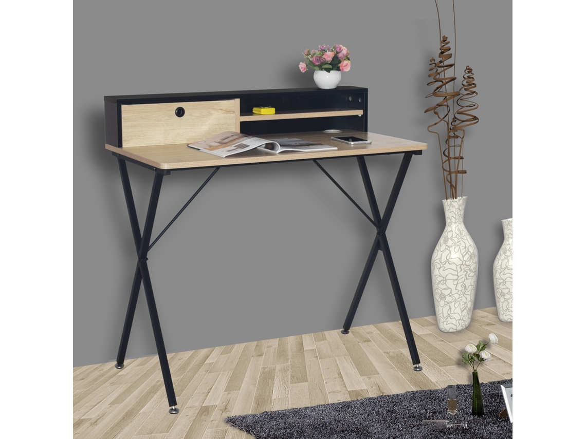 Secretária MITSAI Vienna Castanho e Preto (90 x 50 x 76 cm)