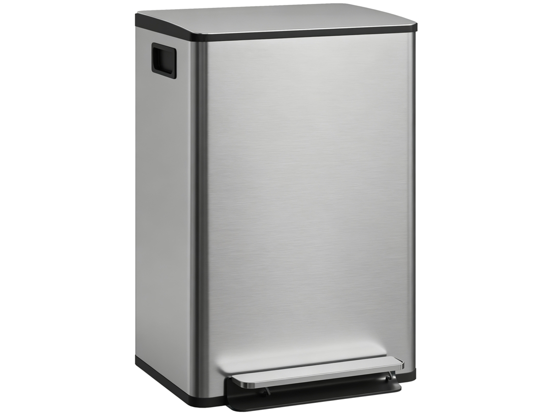 Lixeira de Cozinha 50l com Pedal,balde Interno Removível,tampa de Fechamento Suave,41,7x36,6x62cm,prata BTFORUS