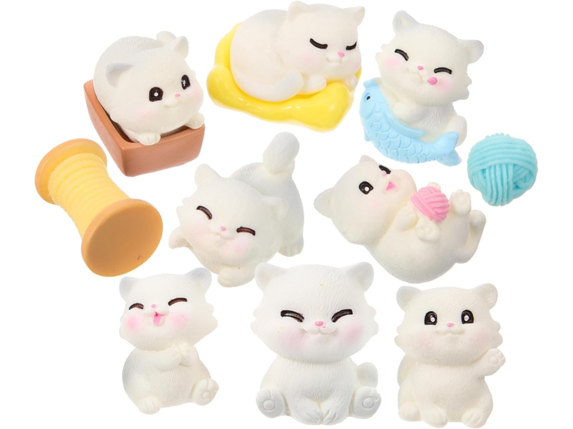 Kit de Miniaturas de Gatos em Resina. Decoração Fofa em Miniatura para Ambientes Internos. Versátil para Decorar Mesas CHABERLU