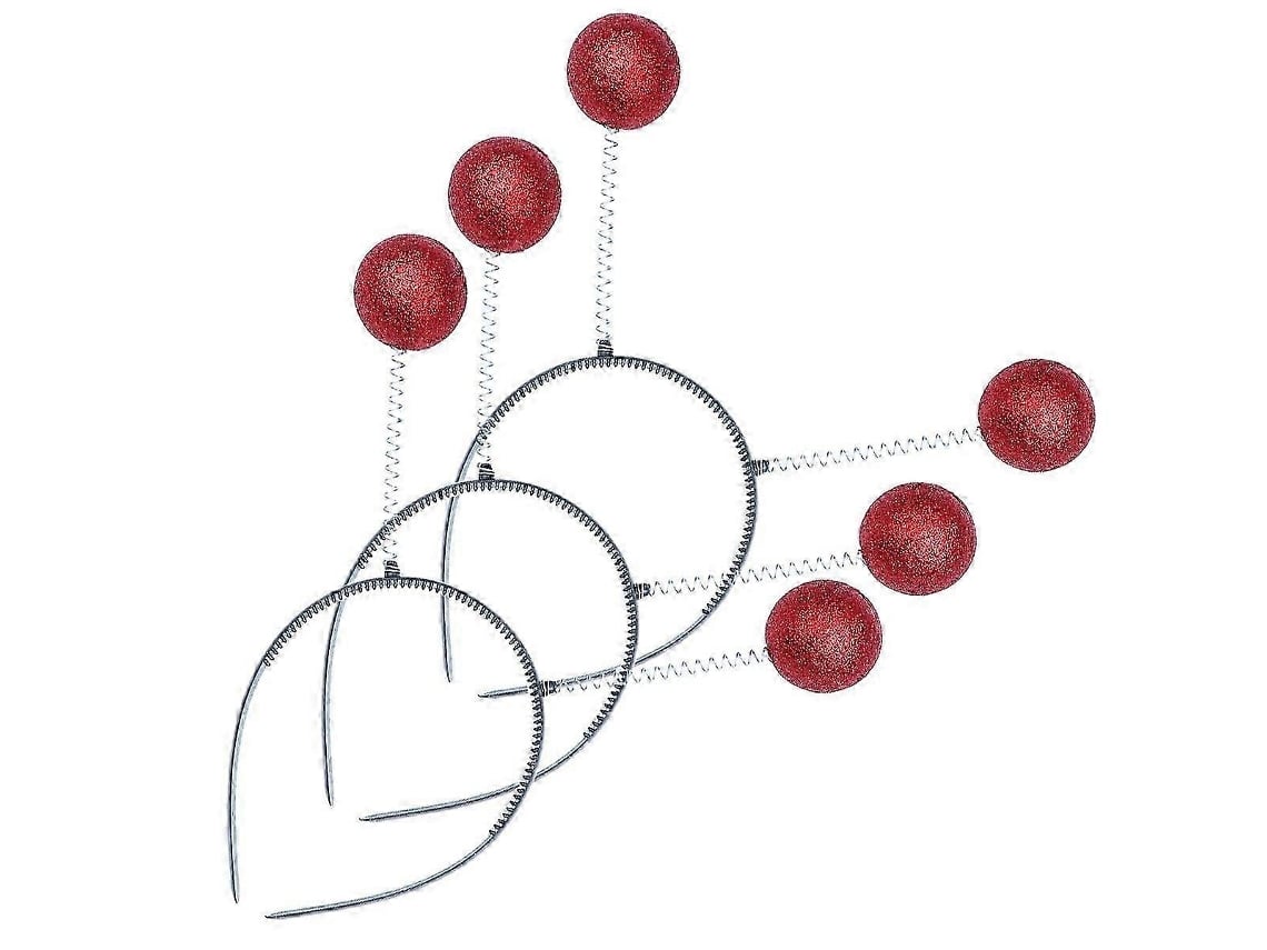 Peça De Cabeça De Natal Com Bolas Vermelhas, 3 Unidades