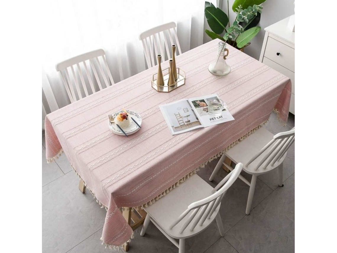 Lurelia Toalha De Mesa Retangular Algodão Linho Rosa Natural 55x79polegadas Lavável Natal