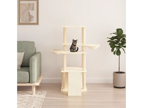 Árvore para Gatos com Postes Arranhadores Sisal 133 Cm Cor Creme VIDAXL