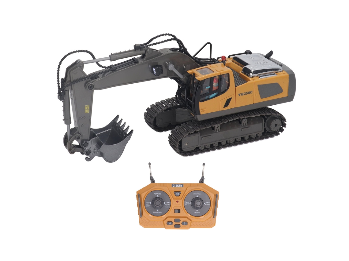 Primerox brinquedo Escavadora Rc 2.4g Rotativa com Iluminação Música Metal de Liga Controle Remoto