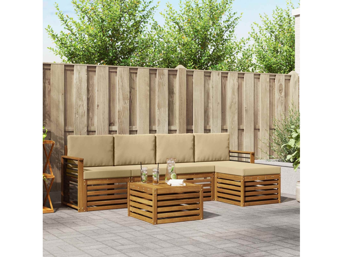 Vidaxl Conjunto De Sofás Para Exterior 6 Unid. Natural E Bege