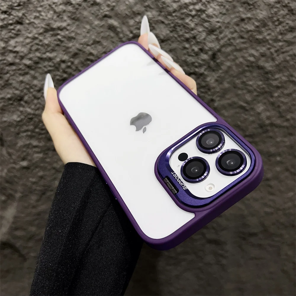 Capa Para Iphone (iphone 16, Roxo Escuro) Com Proteção Transparente Para A Lente Da Câmera.