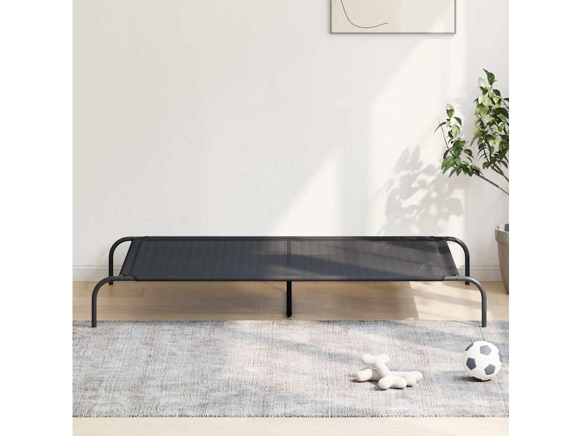 Vidaxl Cama Elevada 150x90x20 Cm Textilene E Aço Preto