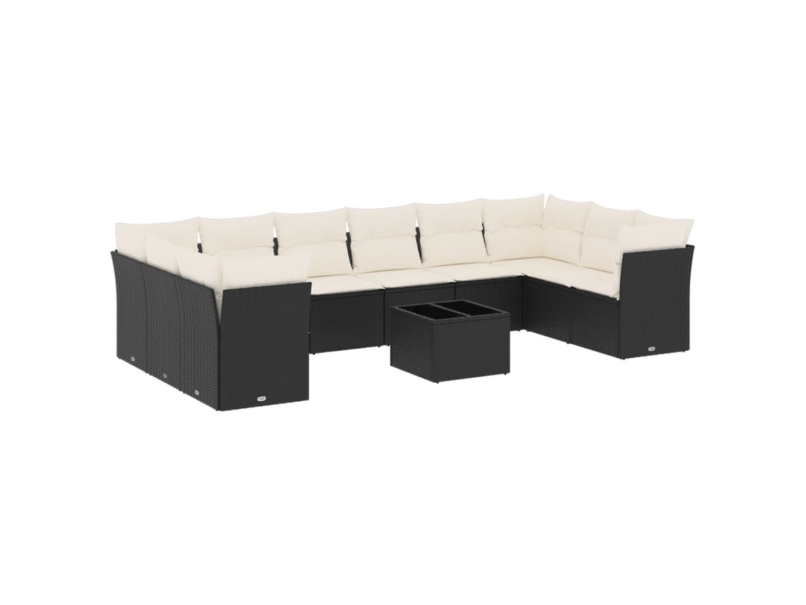 Maison Exclusive - 11 Pcs Conjunto Sofás De Jardim C/ Almofadões Vime Pe Preto