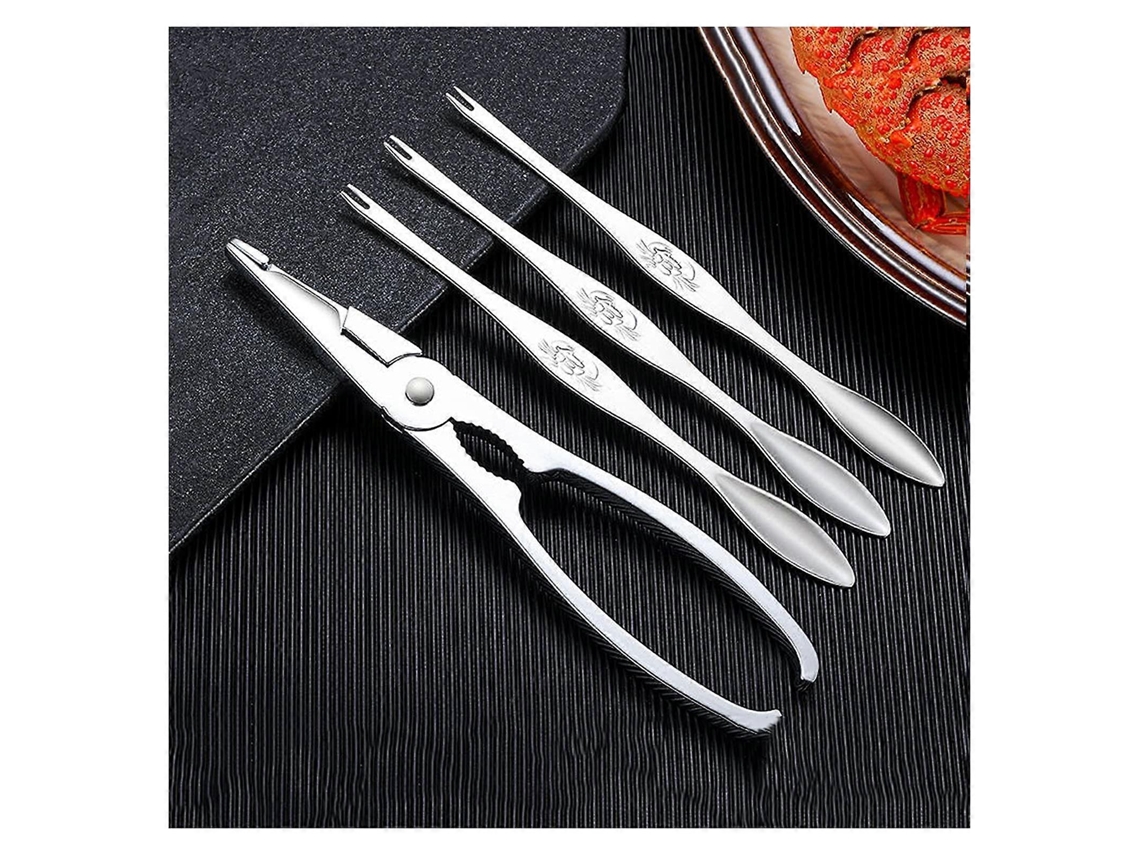 Conjunto De 4 Peças Para Quebrar Cascas E Garfos De Frutos Do Mar, Resistente E Ideal Para Cortar Carne Com Precisão.