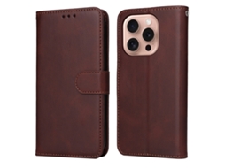 Capa Flip De Couro Para Iphone 16 Pro - Textura De Bezerro Clássica