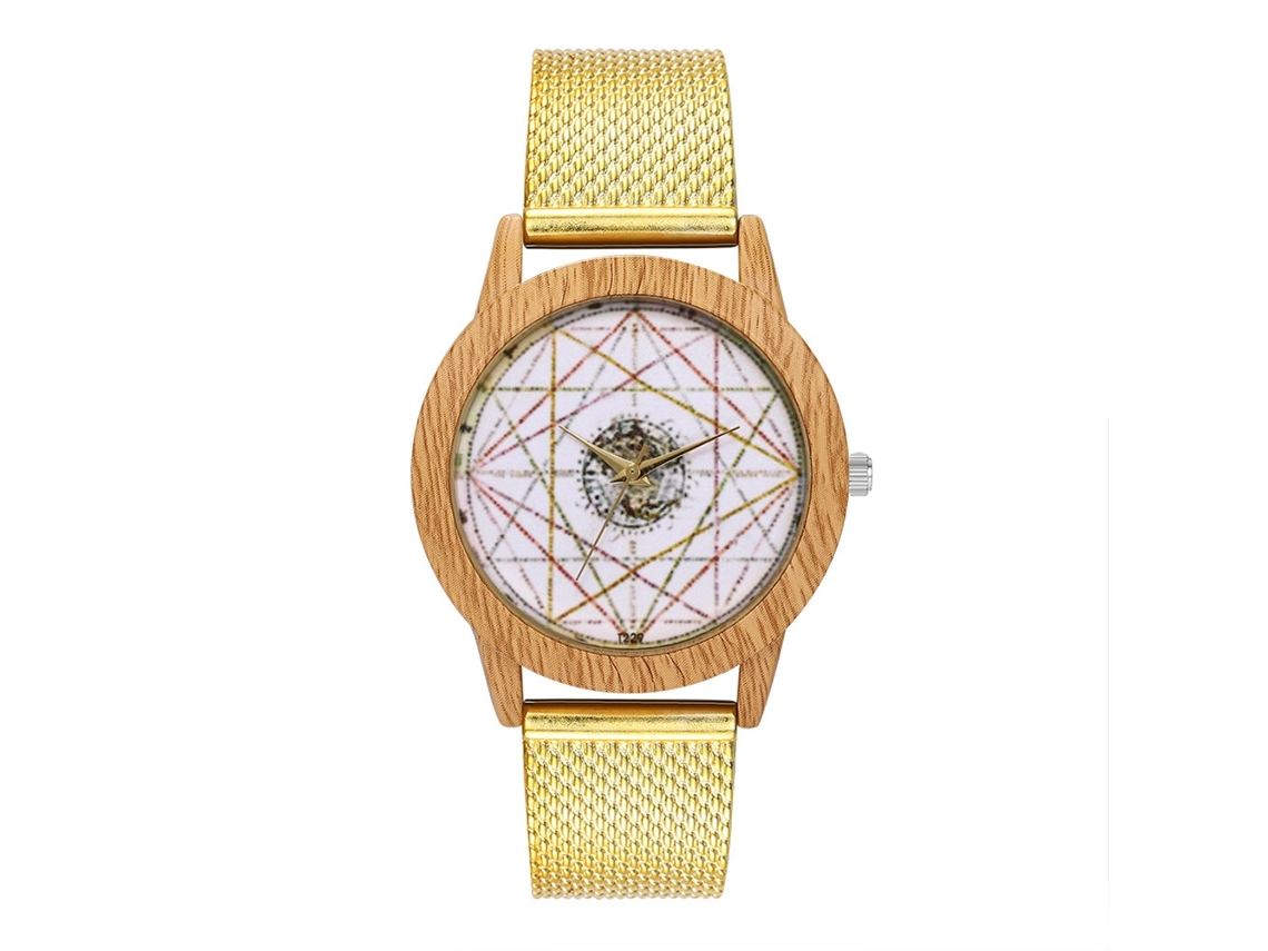 Relógio de pulso casual Zhoulianfa, unissex, com pulseira de silicone dourada.