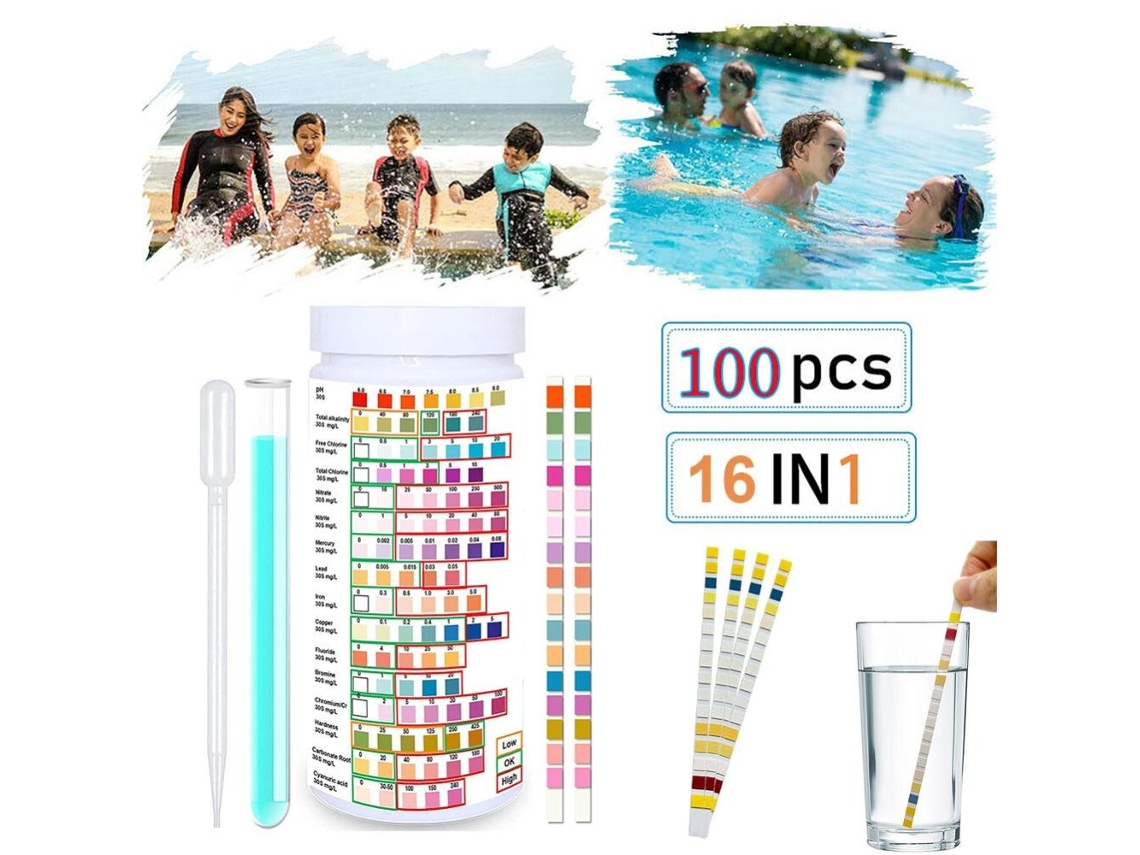 Kit De Teste De Água Residencial 100 Tiras De Teste Para Dureza, Ph, Flúor, Chumbo, Nitratos E Muito Mais Zeuxo