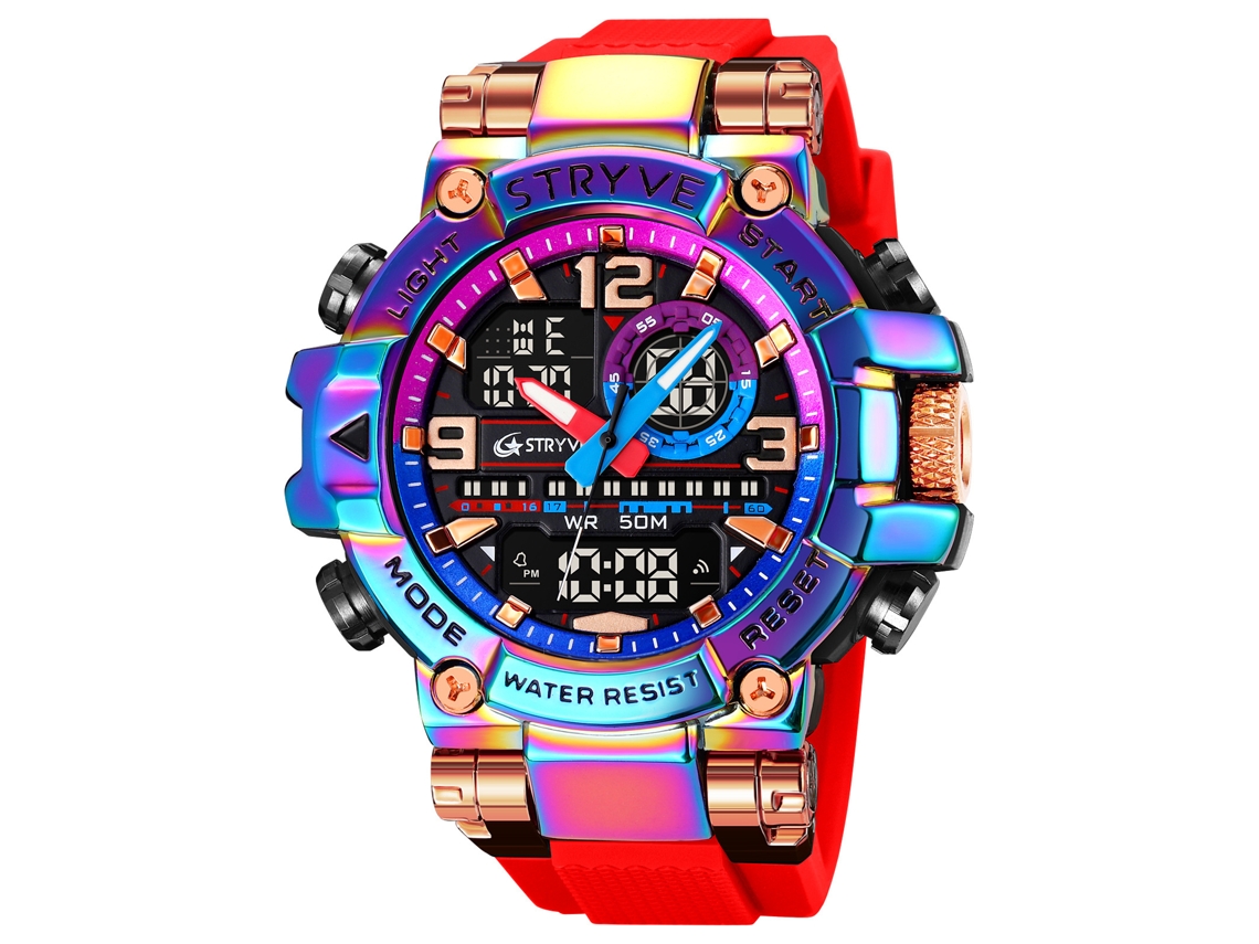 Relógio Eletrônico Esportivo para Estudantes e Jovens , Relógio de Pulso Multifuncional e Elegante. MDUG (vermelho Vibrante)