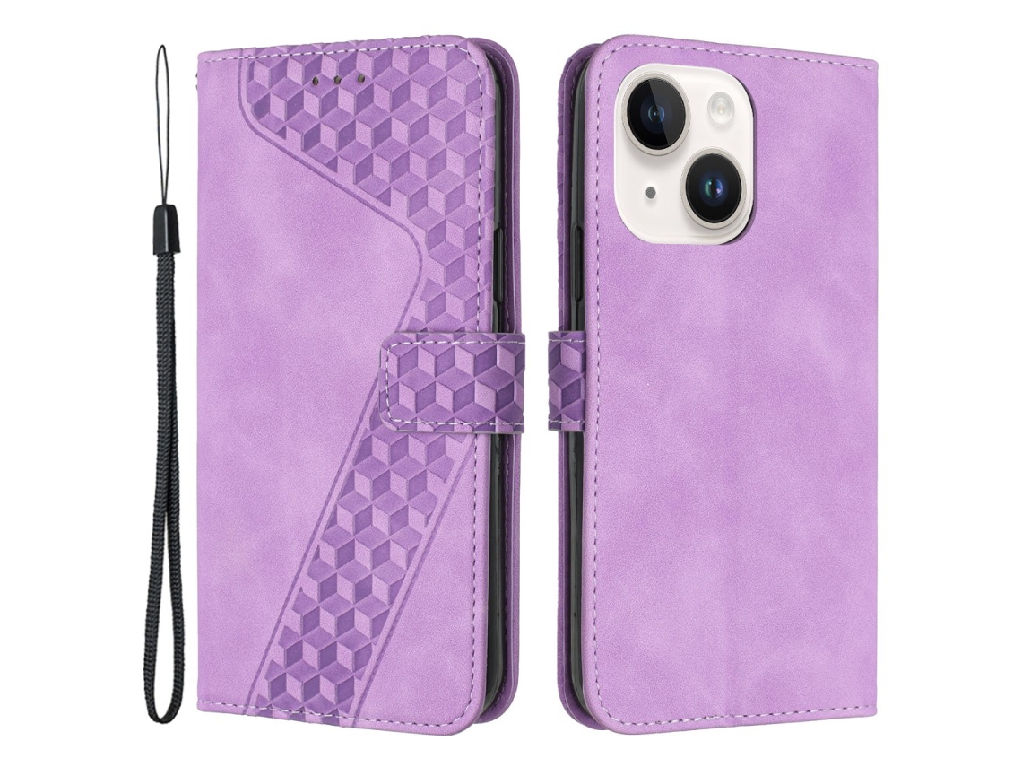 Capa Para Iphone 14 Plus Pele Sintética Roxo