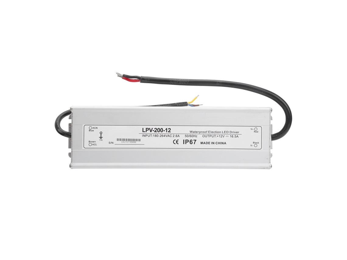 Fonte de Alimentação Impermeável 200W DC12V para LED Industrial | S/MARCA