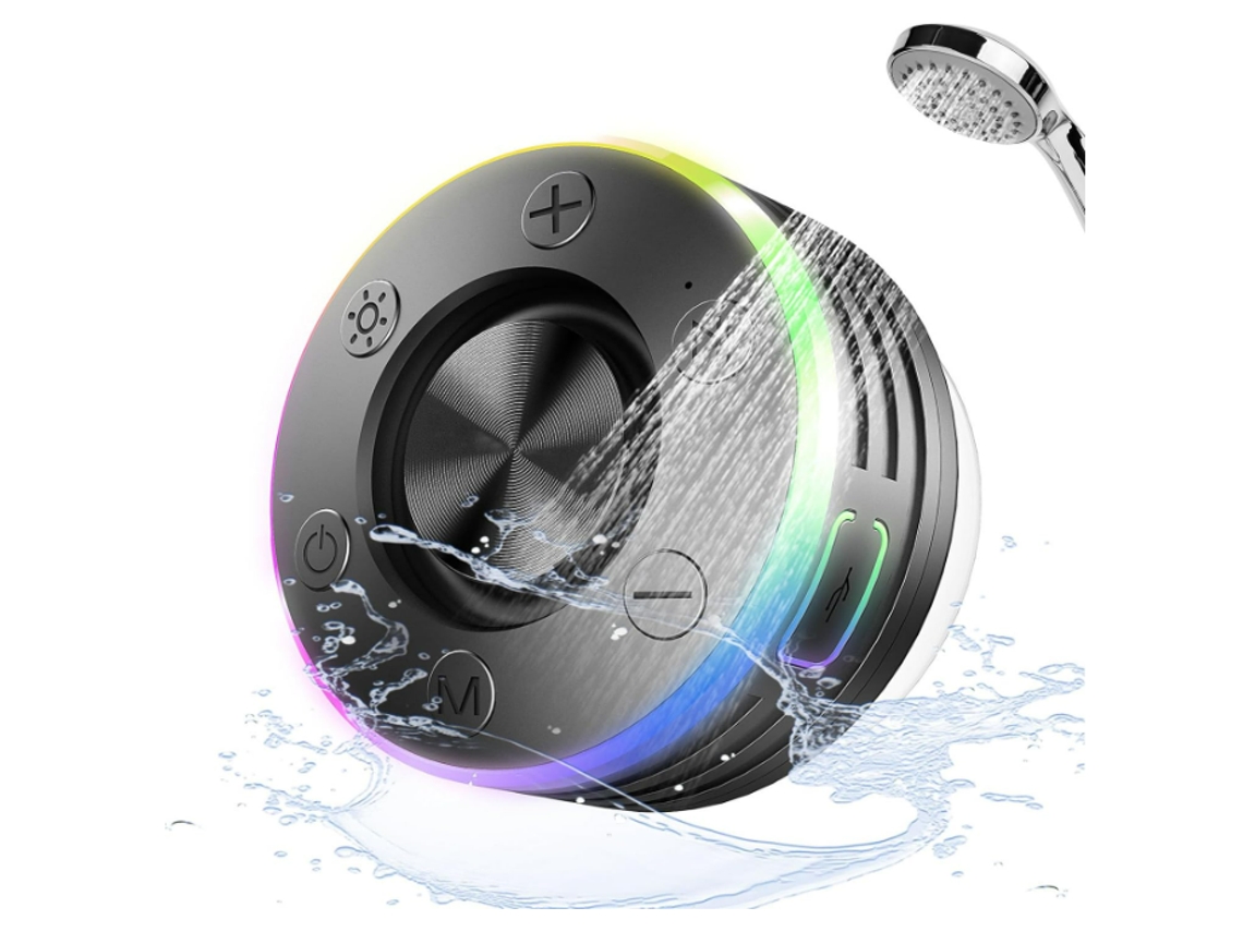 Alto-falante Bluetooth À Prova D'água Ipx7, Som Estéreo, Ventosa, Show De Luzes Led, Alto-falante Sem Fio Com Rádio Fm Para Chuveiro, Exteri
