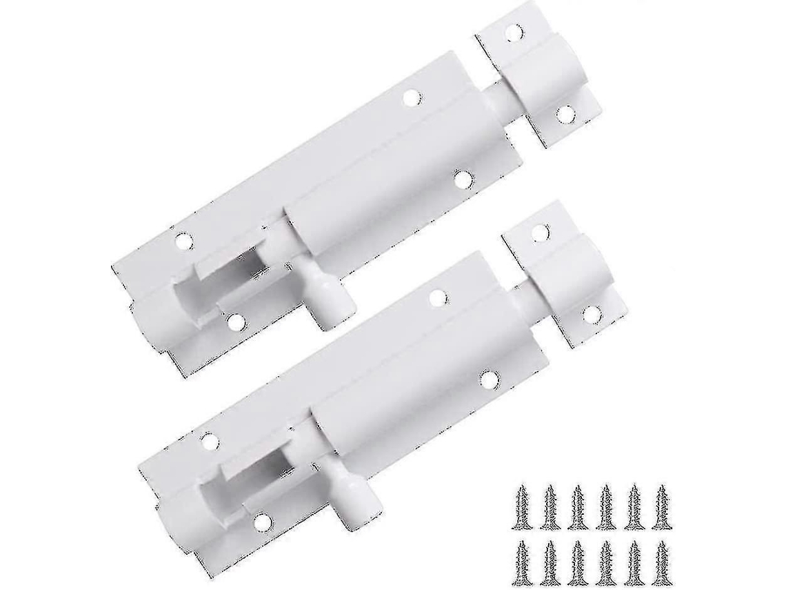 2 Parafusos De 3 Polegadas Para Trinco De Correr De Segurança, Ferrolho De Cilindro Em Liga De Alumínio Resistente - Com Parafusos (branco)
