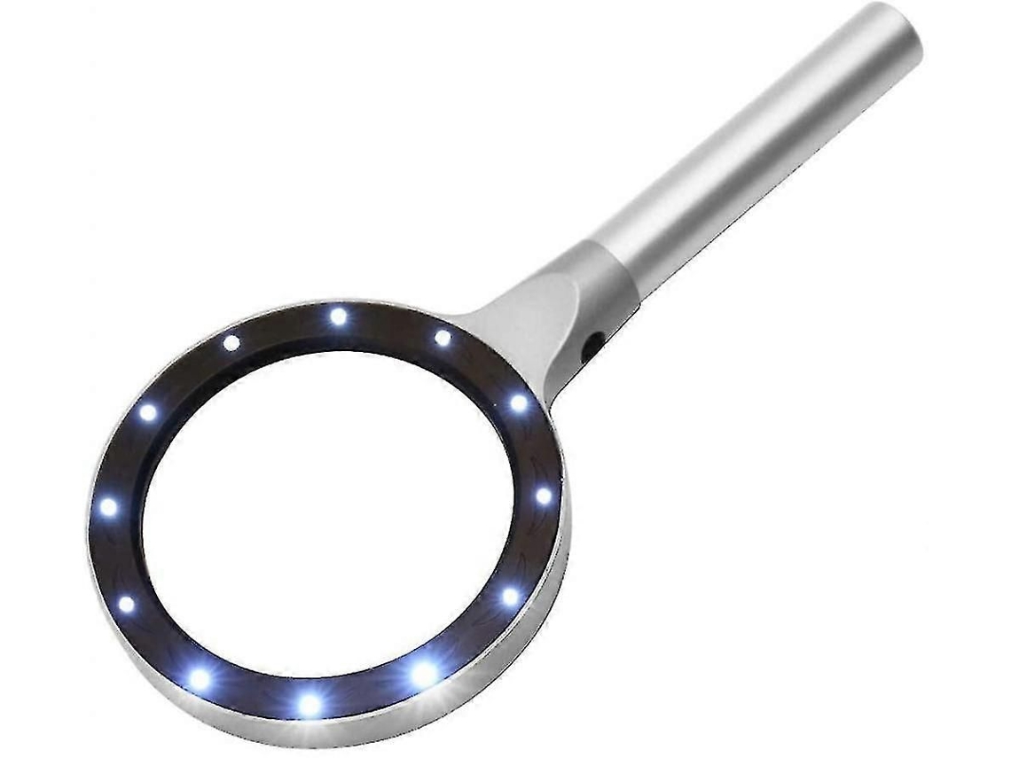 Lupa Iluminada Com Aumento De 5x E 10x, Lente Grande