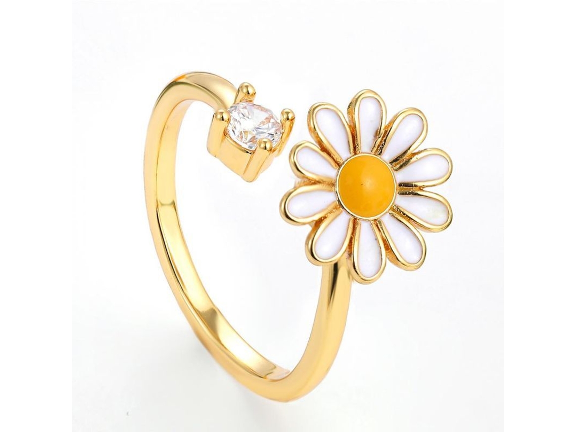 2026-anéis Antiestresse Giratórios Para Mulheres Aço Inoxidável Dourado Sol Estrela Olho De Mal Girasol Ijz Gold2