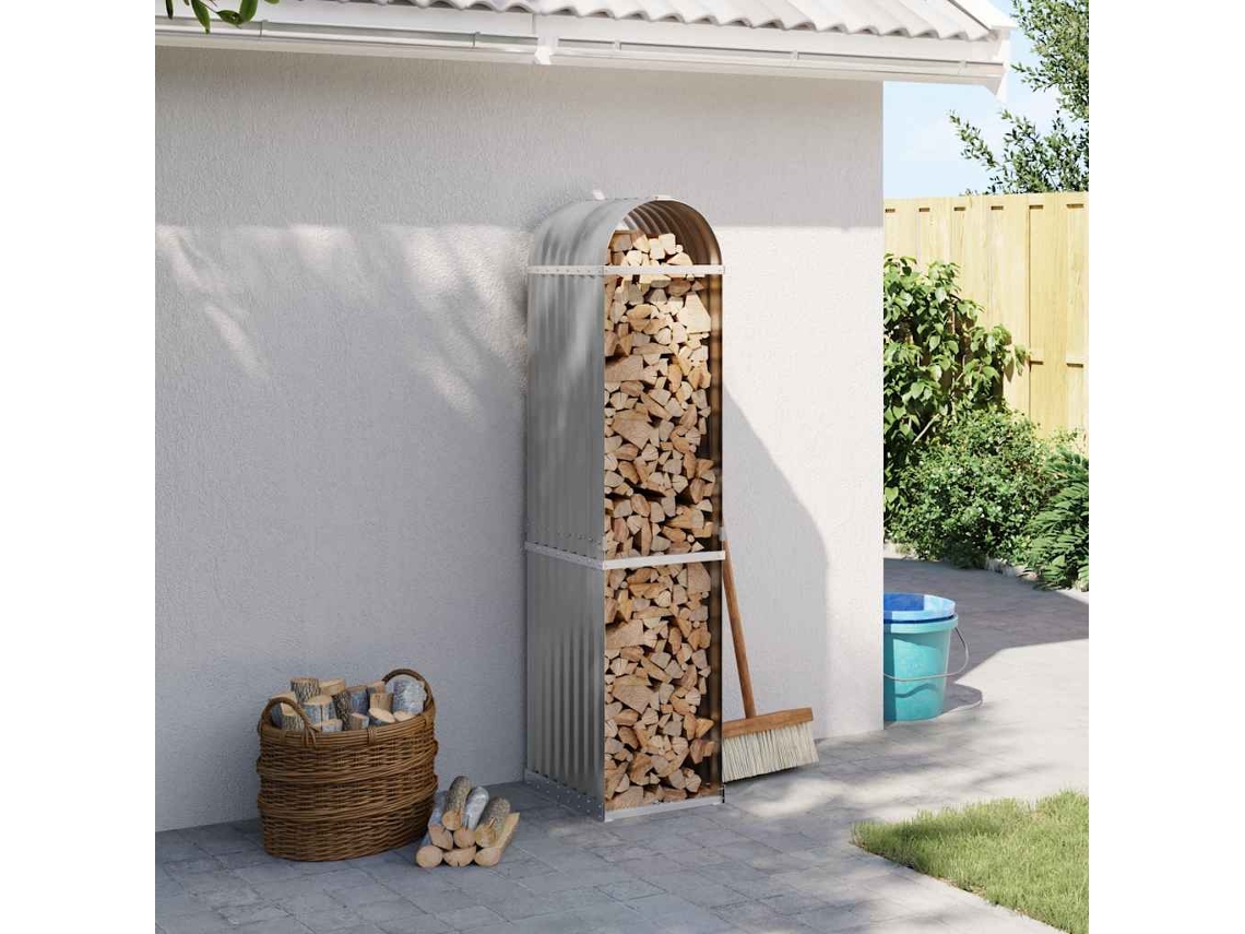 Vidaxl Suporte De Lenha 40x45x170 Cm Aço Galvanizado Cinza-claro