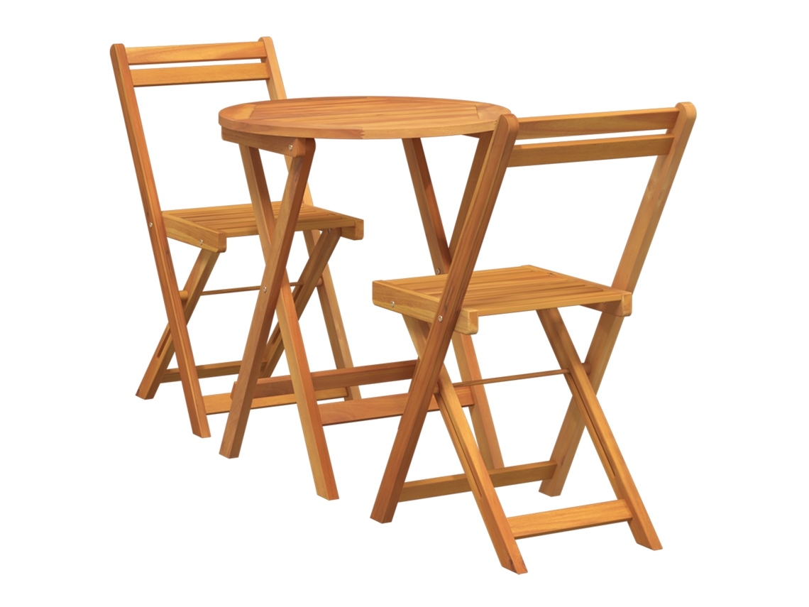 Conjunto 3 Conjunto De Jantar Para Jardim Vidaxl Castanho Madeira De Acácia Maciça (60 X 60 X 72 Cm)