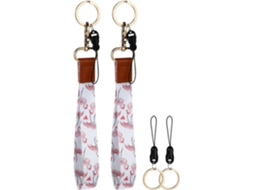 Conjunto De 2 Chaveiros Com Cordão Para Celular E Alça De Pulso, Em Poliéster E Metal.