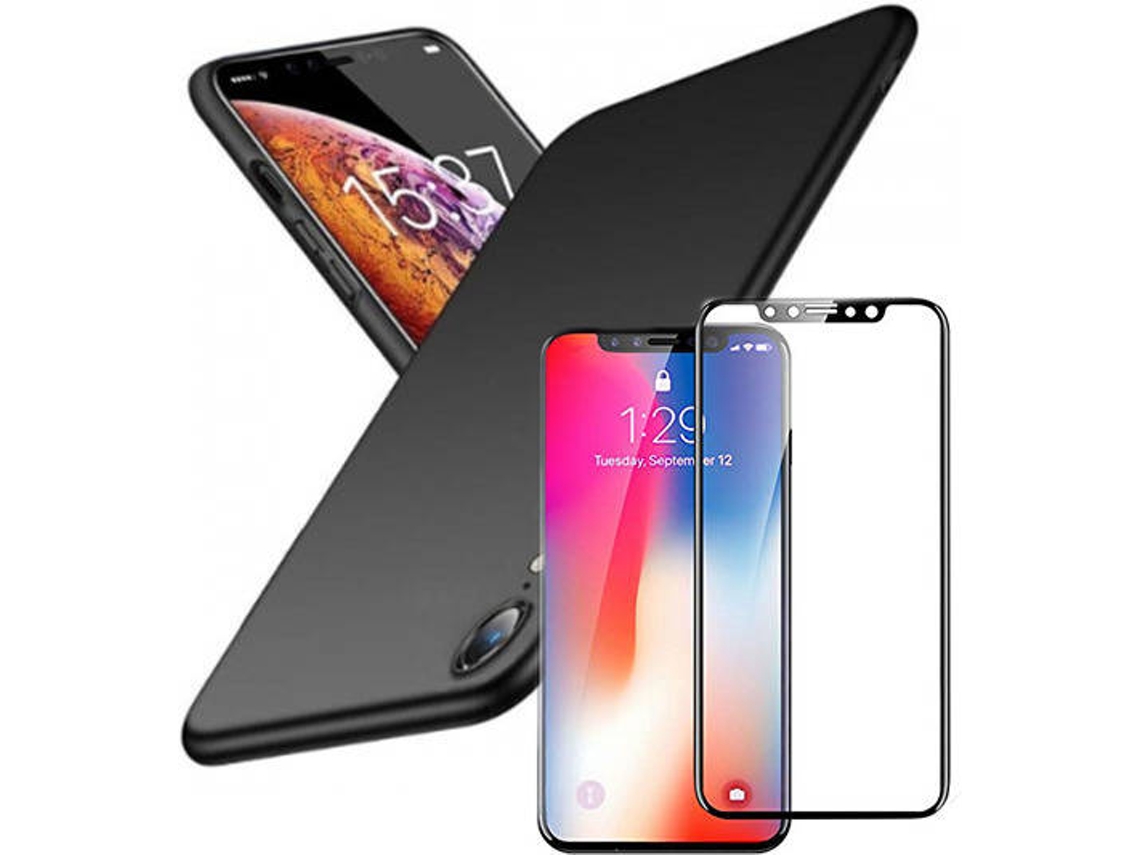 Kit Capa e Película Vidro 5D Full Cover iPhone XR SlimShield Preto