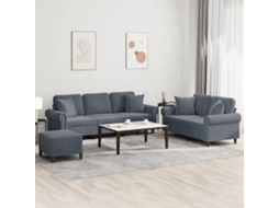 Vidaxl 3 Pcs Conjunto De Sofás Com Almofadas Veludo Cinzento-escuro