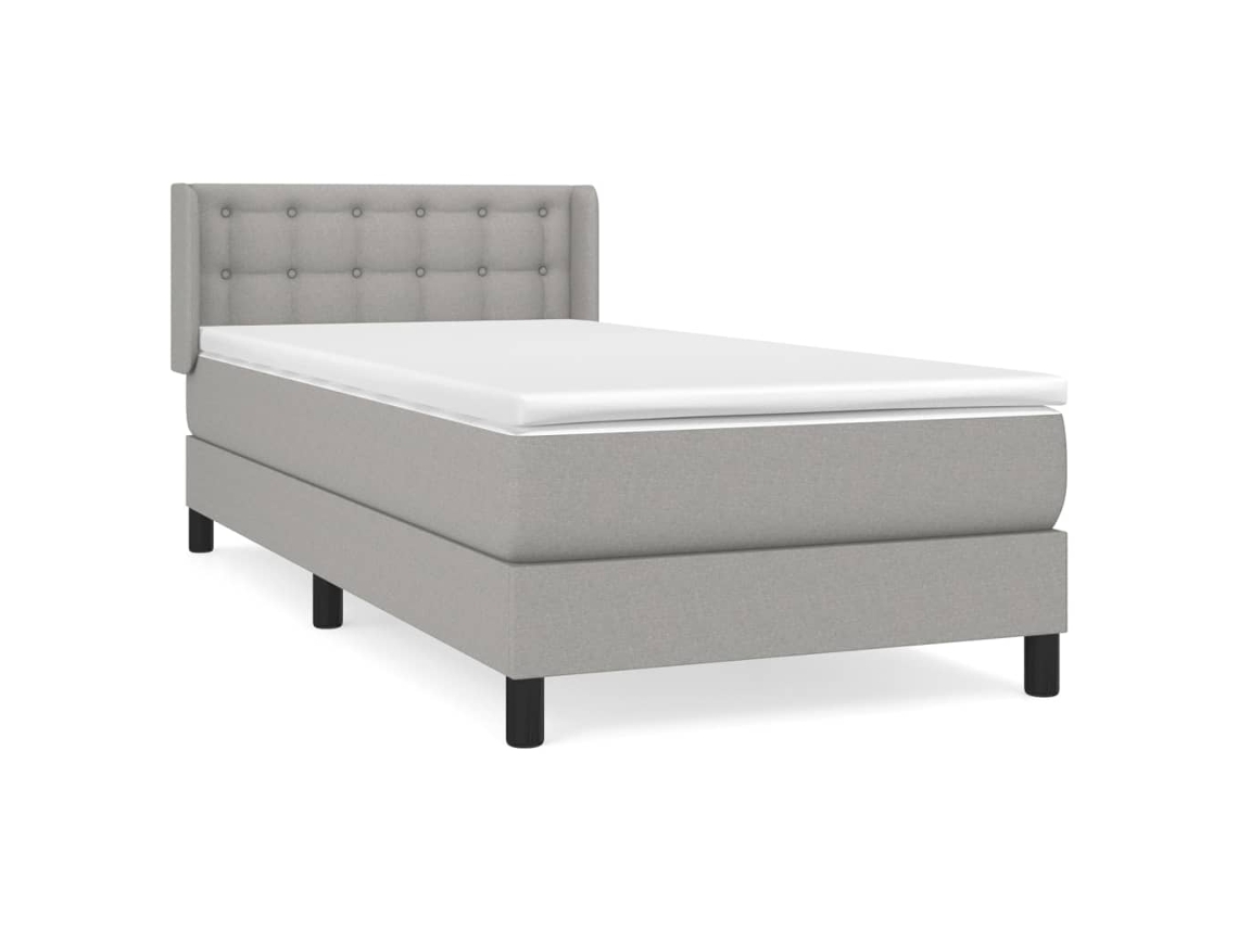 Cama com Molas e Colchão Tecido Cinzento Claro MAISON EXCLUSIVE (90x190 cm)