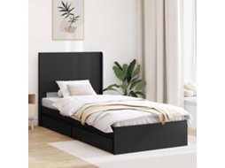 Vidaxl Estrutura De Cama Com Armazenamento E Cabeceira Preto