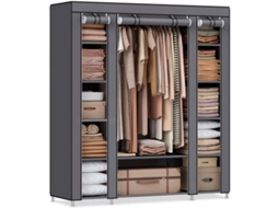 Armário Roupa Tecodp Home Portas NYANA ABS Tecido Cinzento (170x150x45)