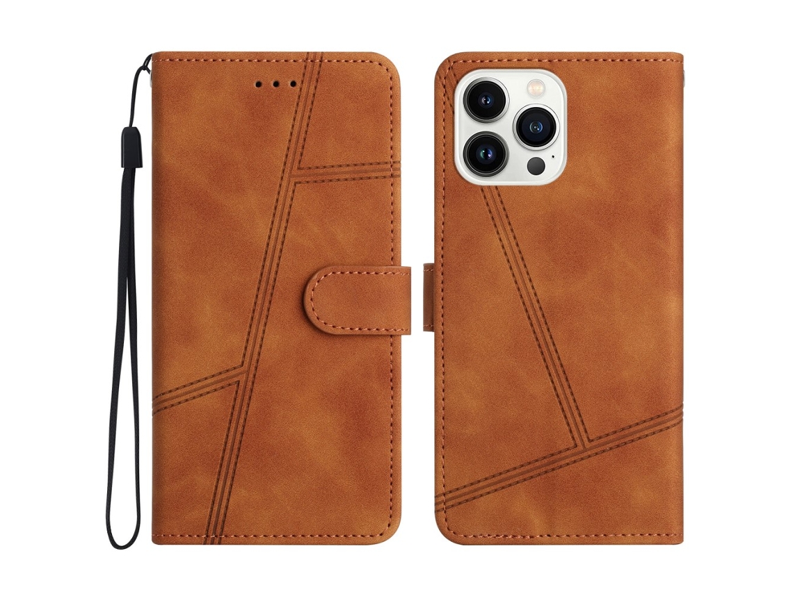 Capa Para Iphone 15 Pro Max Pele Sintética Castanho