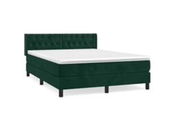 Cama com Molas/colchão 140x200 Cm Veludo Verde escuro MAISON EXCLUSIVE