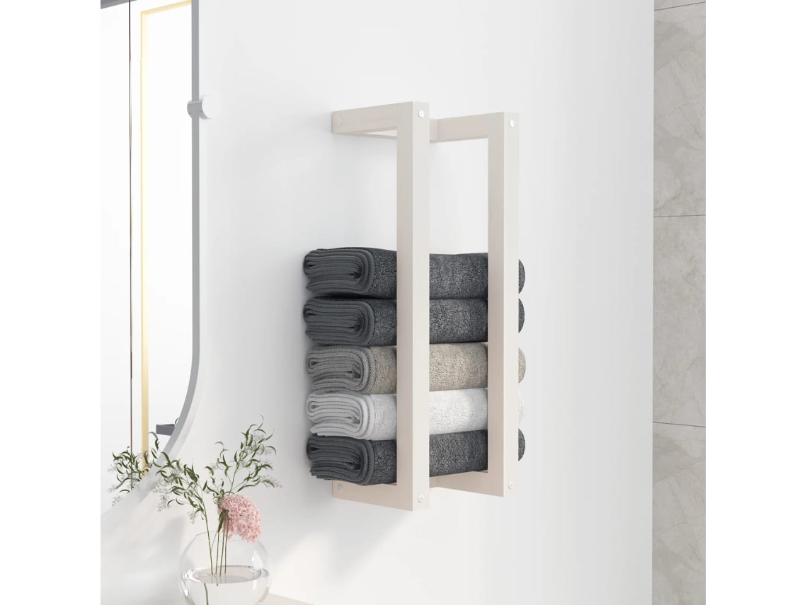 Vidaxl Toalheiro 23x18x60 Cm Pinho Maciço Branco