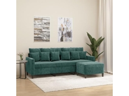 Sofá de 3 lugares com apoio de pés VIDAXL Verde Veludo (198 x 77 x 80 cm)