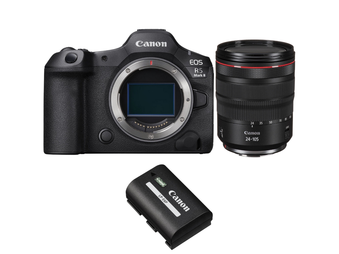 Eos R5 Mark Ii + Rf 24 105mm F/4 L Is Usm + 1 Canon Lp e6p + Ebook “20 Dicas para Fotos Que Impressionam” CANON