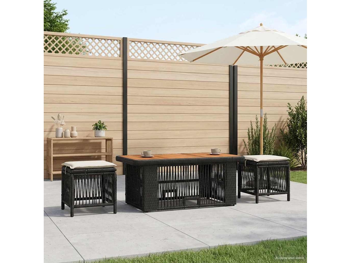 Vidaxl Conjunto De Jantar Para Jardim 4 Unid. Preto E Creme Vime Pe
