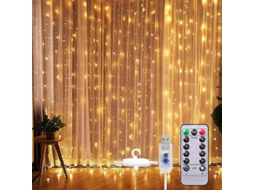 Omni luz de Cortina 3x3m 300 Led Modos 8 Controle Remoto com Temporizador Cor Branco Quente