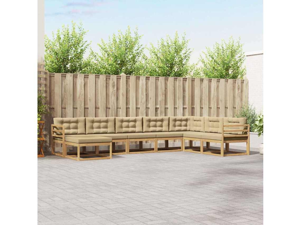 Vidaxl Conjunto De Sofás Para Exterior 8 Pcs Branco E Bege