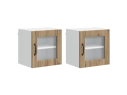 Conjunto de 2 armários de cozinha artesanais em carvalho com dimensões de 40x31x40 cm, EXCLUSIVO DA MAISON.
