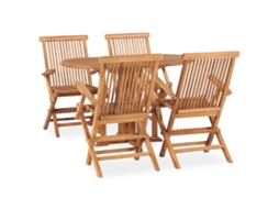 Vidaxl 5 Pcs Conjunto Jantar Dobrável P/ Exterior Madeira Teca Maciça