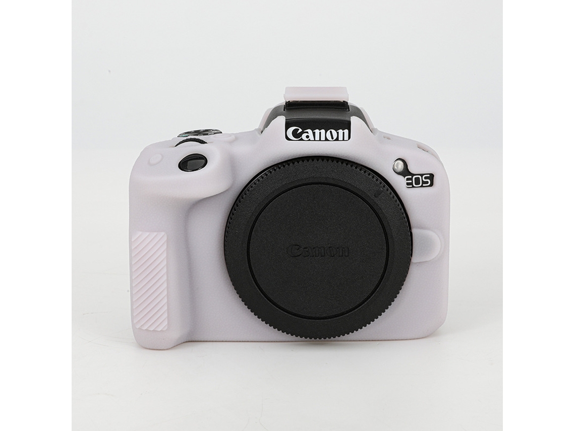 Capa Silicone HEXINYIGJLY para Canon R50leve Antirriscos, Acesso Total Tripé Rosa Gelatinoso