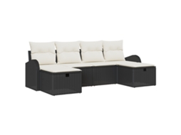 Conjunto 6 Conjunto De Sofás Para Exterior Vidaxl Preto Vime Pe (234 X 117 X 85 Cm)
