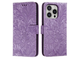 Capa Em Couro Pu Para Apple Iphone 16 Pro - Roxo